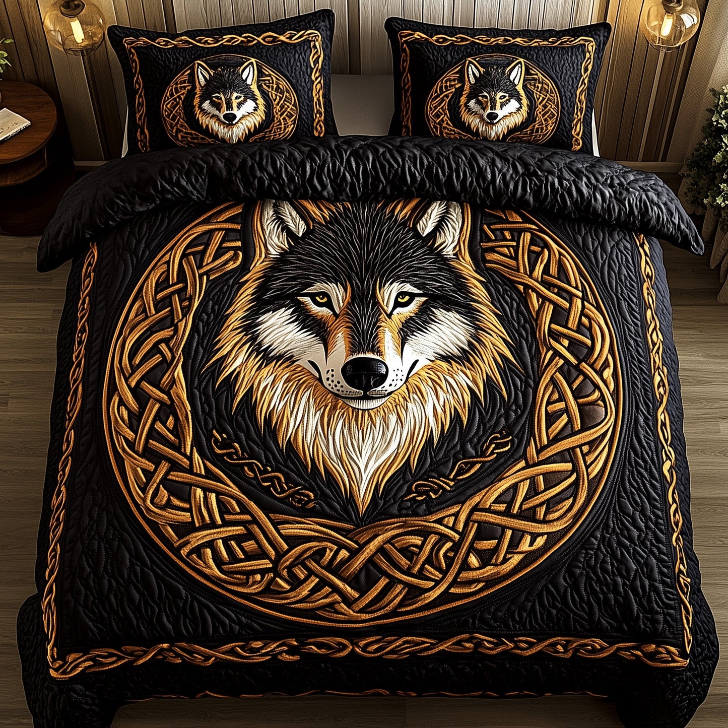 Nordic Wolf Spirit 3-Piece Quilted Bedding Set GFTOTP6588