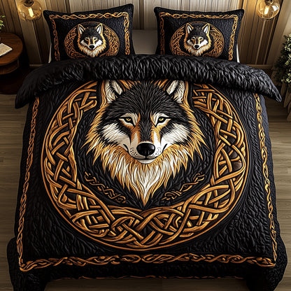 Nordic Wolf Spirit 3-Piece Quilted Bedding Set GFTOTP6588
