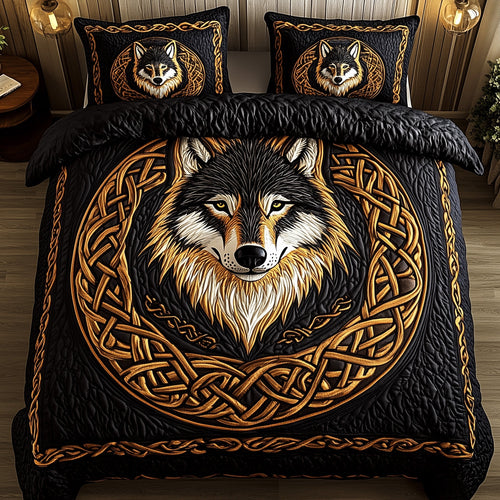 Nordic Wolf Spirit 3-Piece Quilted Bedding Set GFTOTP6588