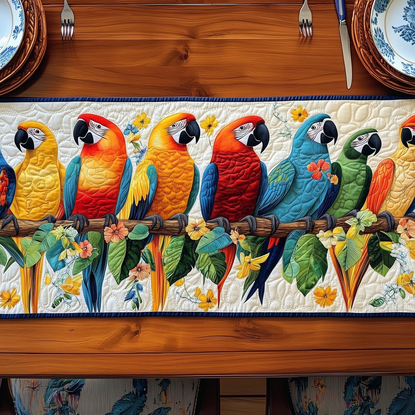 Tropical Parrot Quilted Table Runner GFTOTP6676
