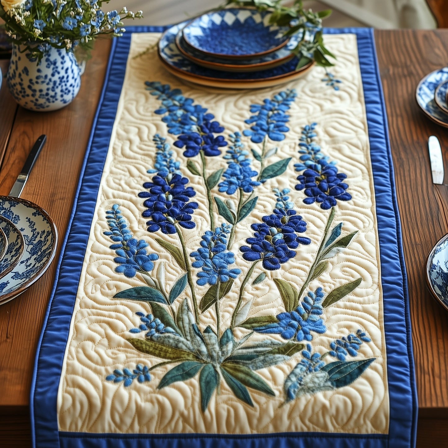 Bluebonnet Meadow Quilted Table Runner GFTOTP6711