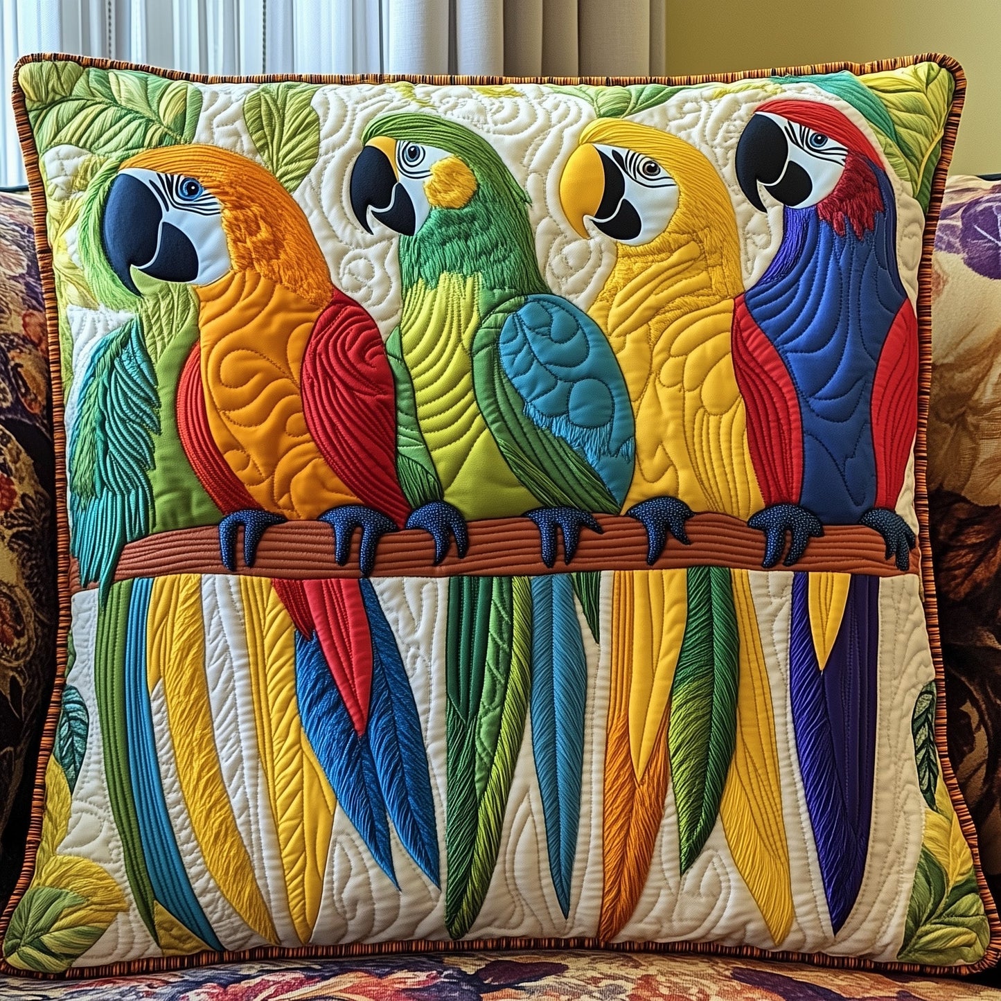 Tropical Parrot Quilted Pillow Case GFTOTP6824