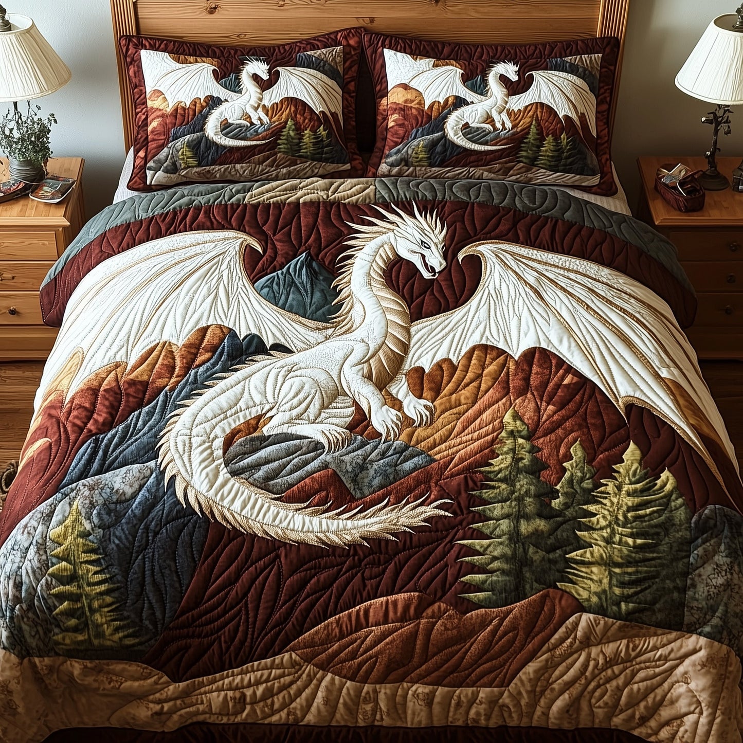 Forest Dragon 3-Piece Quilted Bedding Set GFTOTP6863