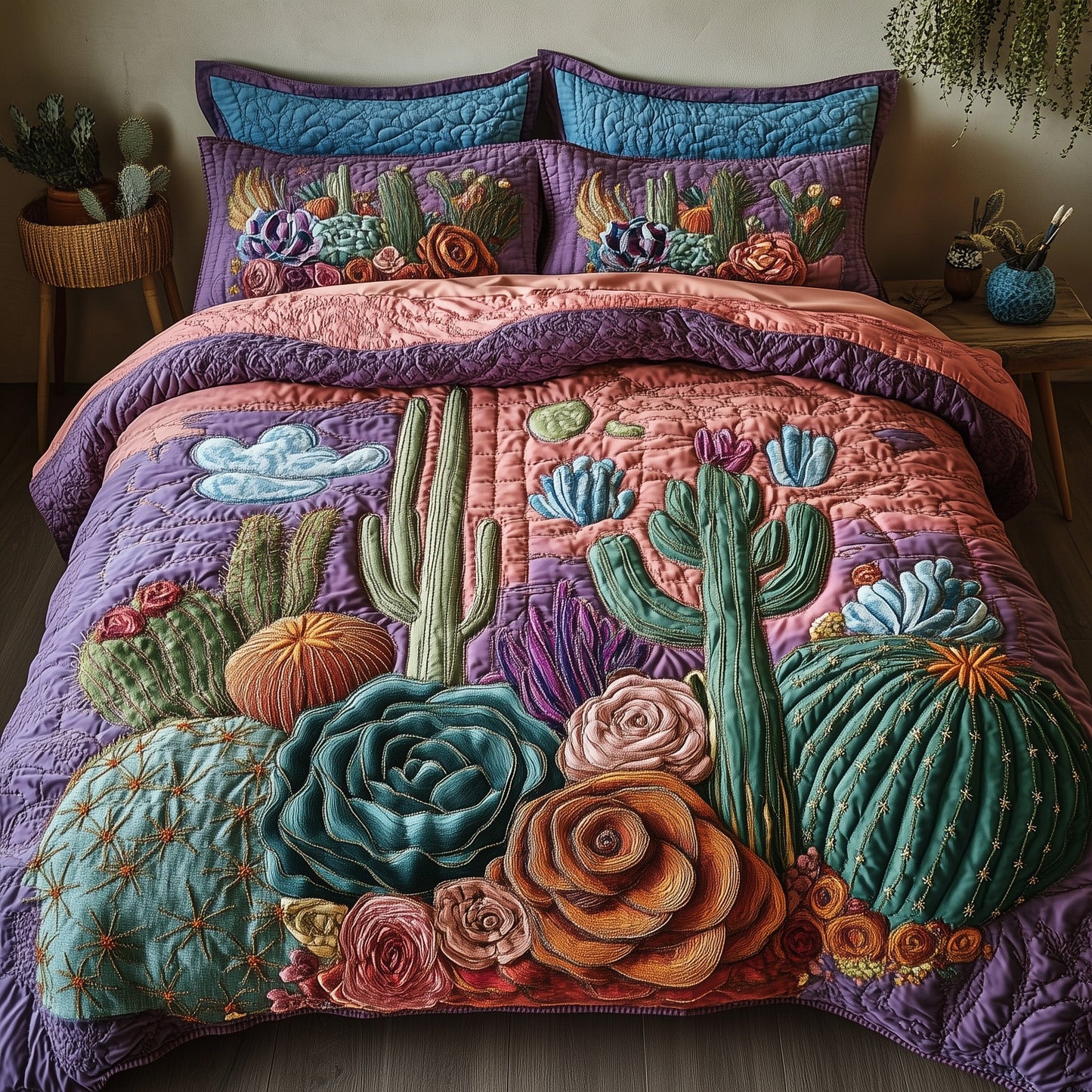 Desert Blooming 3-Piece Quilted Bedding Set GFTOTP6944