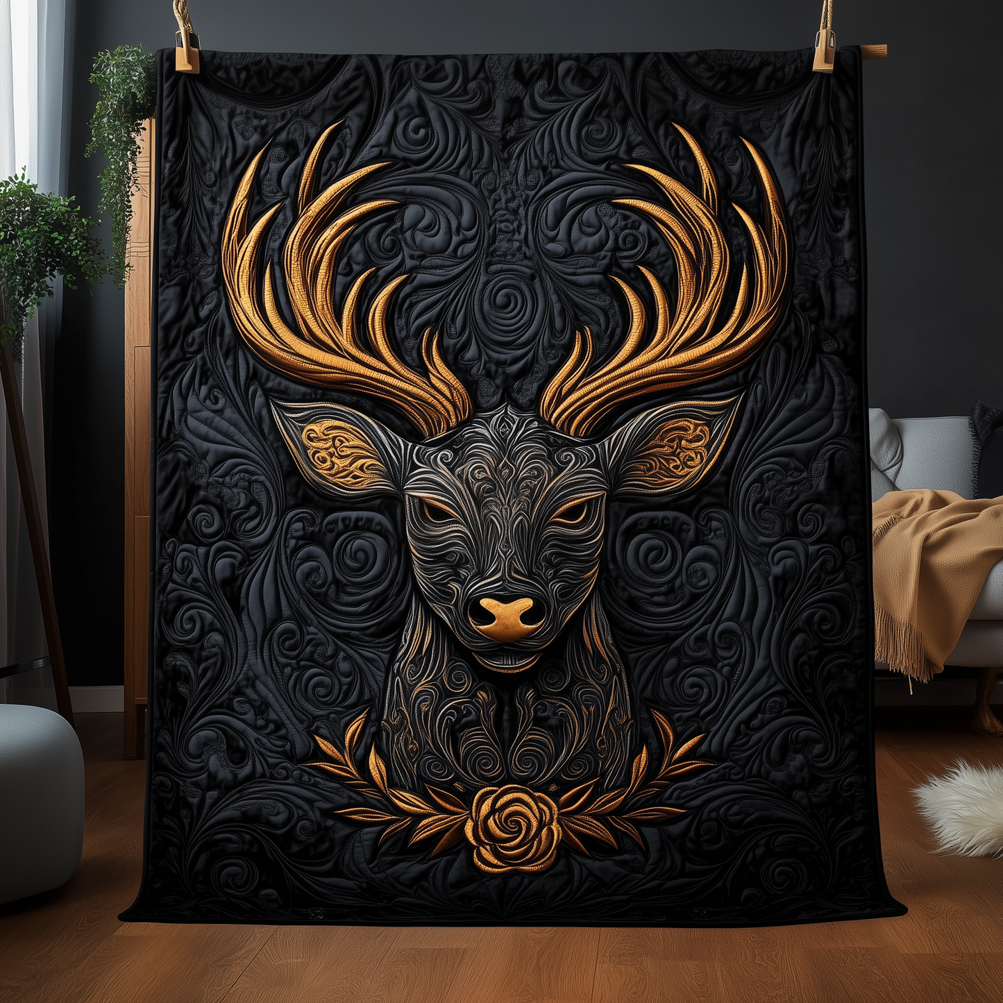Elegant Reindeer Quilted Blanket GFTOTP694