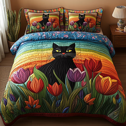 Tulips and Whiskers 3-Piece Quilted Bedding Set GFTOTP6961