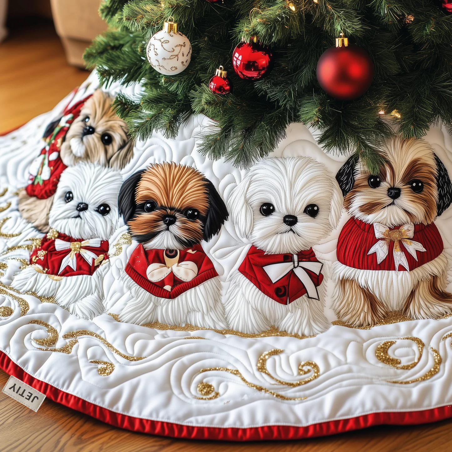 Adorable Shih Tzu Quilted Tree Skirt GFTOTP731