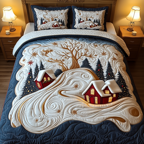 Christmas Village 3-Piece Quilted Bedding Set GFTOTP740