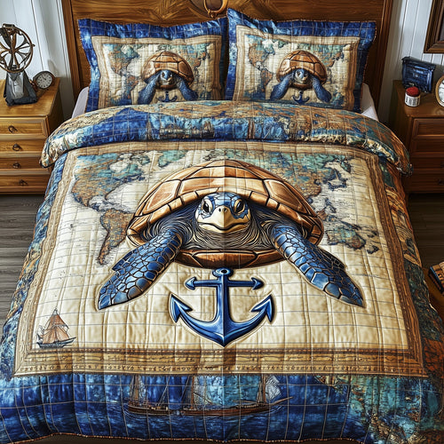 Sea Voyage Turtle 3-Piece Quilted Bedding Set GFTOTP7460