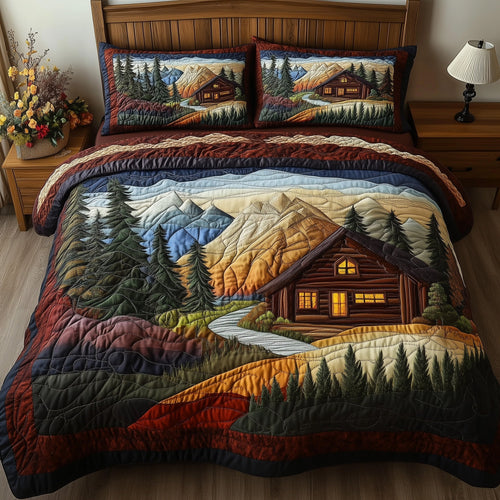 Woodland Log Cabin 3-Piece Quilted Bedding Set GFTOTP7472