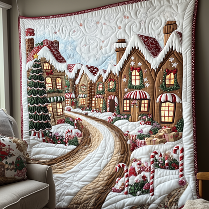 Gingerbread Christmas Village Quilted Blanket GFTOTP750