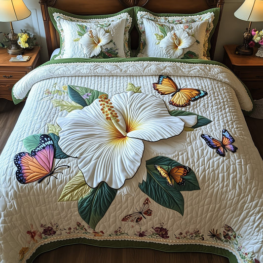 Hibicus Haven 3-Piece Quilted Bedding Set GFTOTP7899