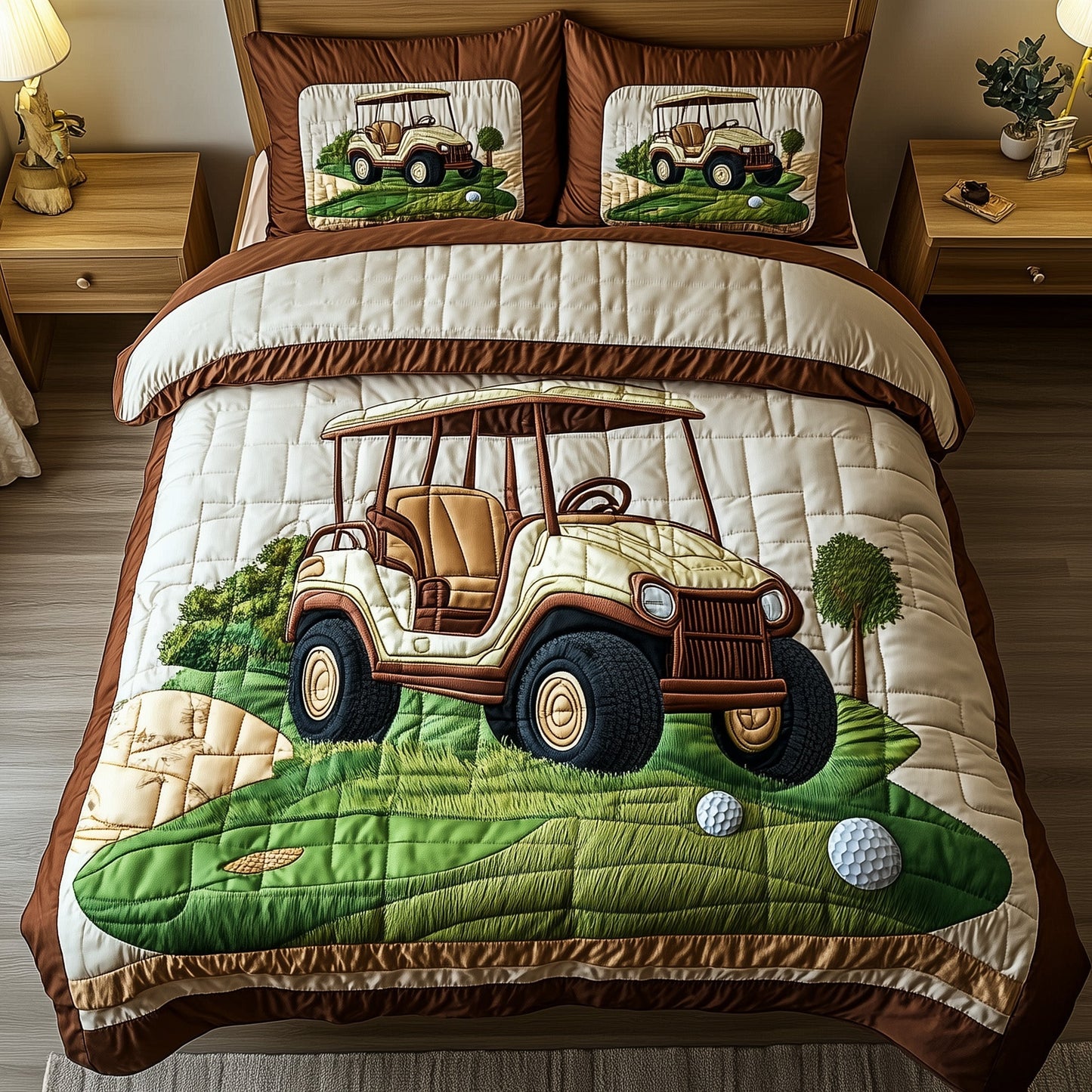 Golf Cart 3-Piece Quilted Bedding Set GFTOTP8006