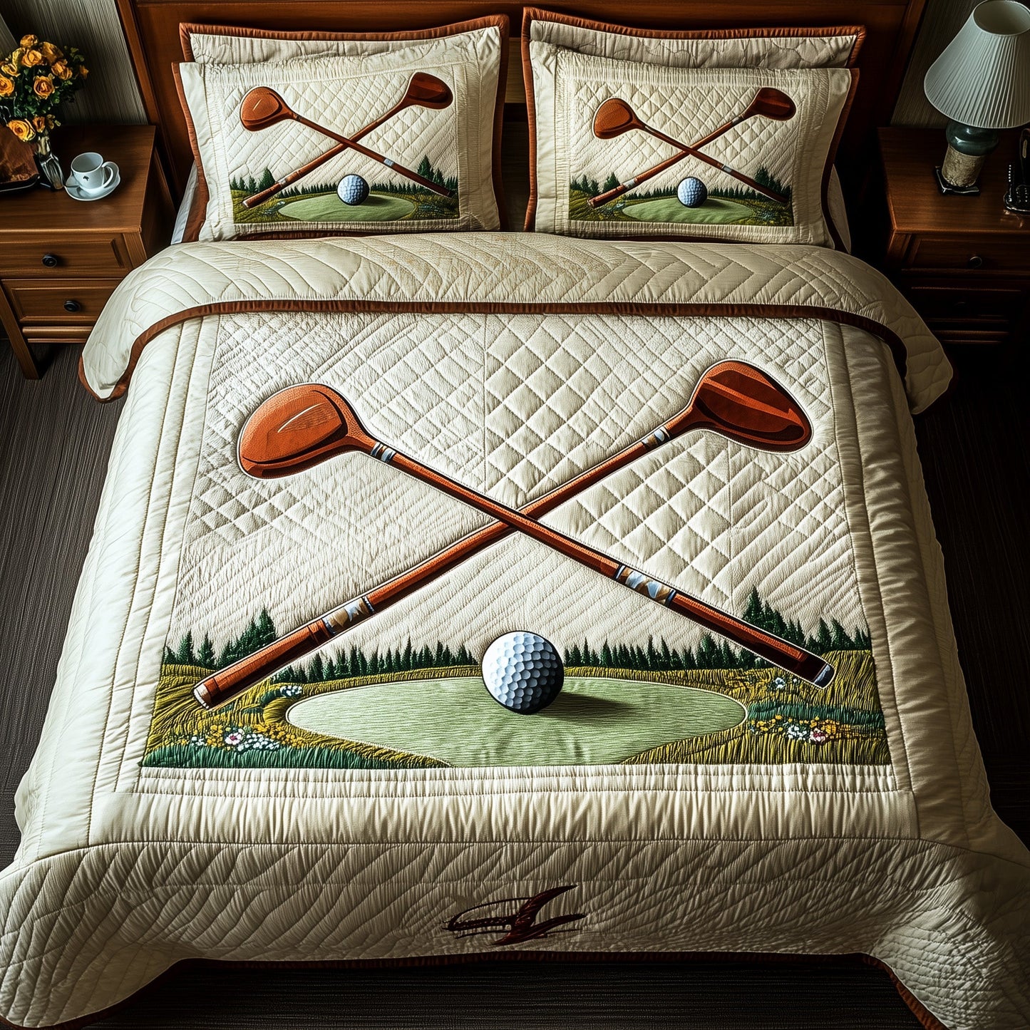 In the Golf Bag 3-Piece Quilted Bedding Set GFTOTP8020