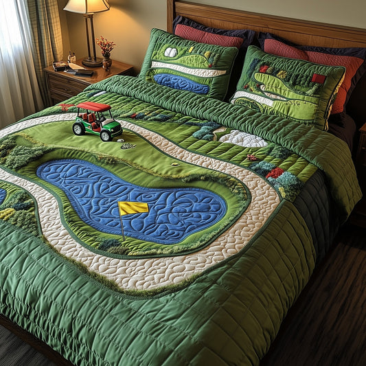 Golf Course 3-Piece Quilted Bedding Set GFTOTP8029
