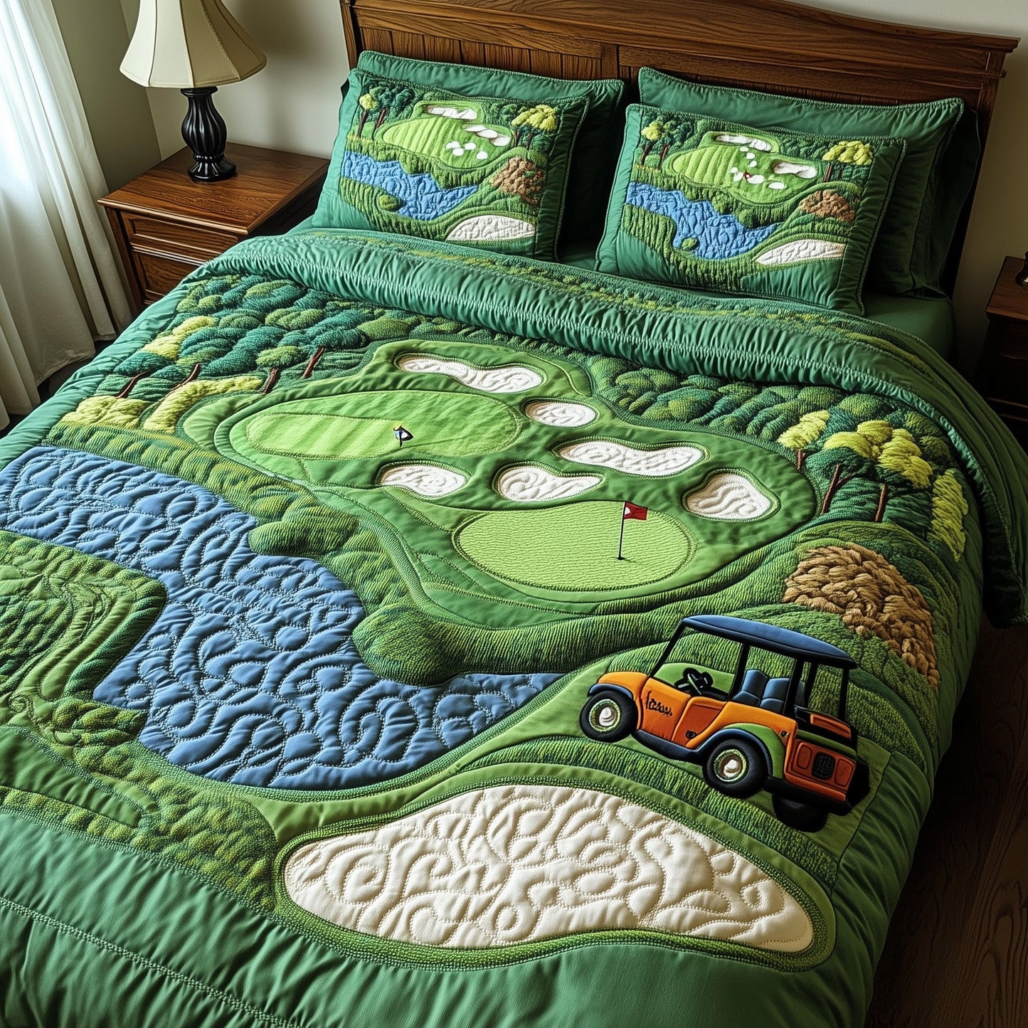 Golf Course 3-Piece Quilted Bedding Set GFTOTP8034