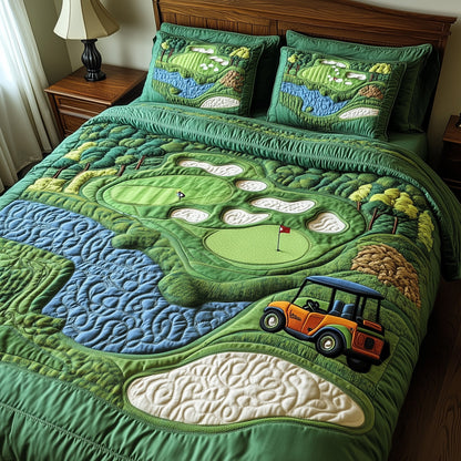 Golf Course 3-Piece Quilted Bedding Set GFTOTP8034