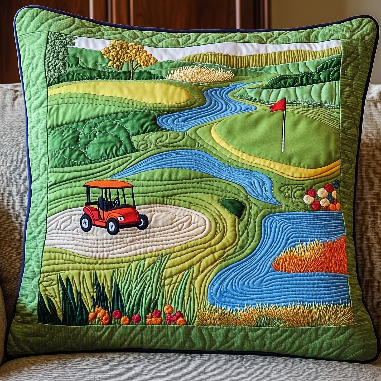 Golf Course Quilted Pillow Case GFTOTP8147