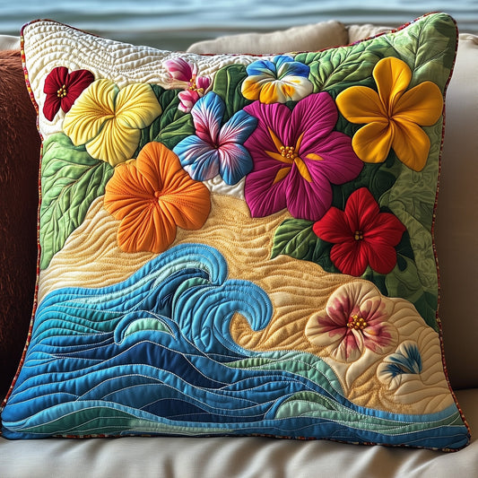 Hibiscus Shoreline Quilted Pillow Case GFTOTP8151