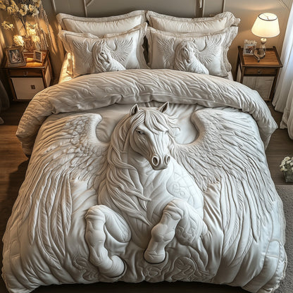 Elegant White Horse 3-Piece Quilted Bedding Set GFTOTP8453