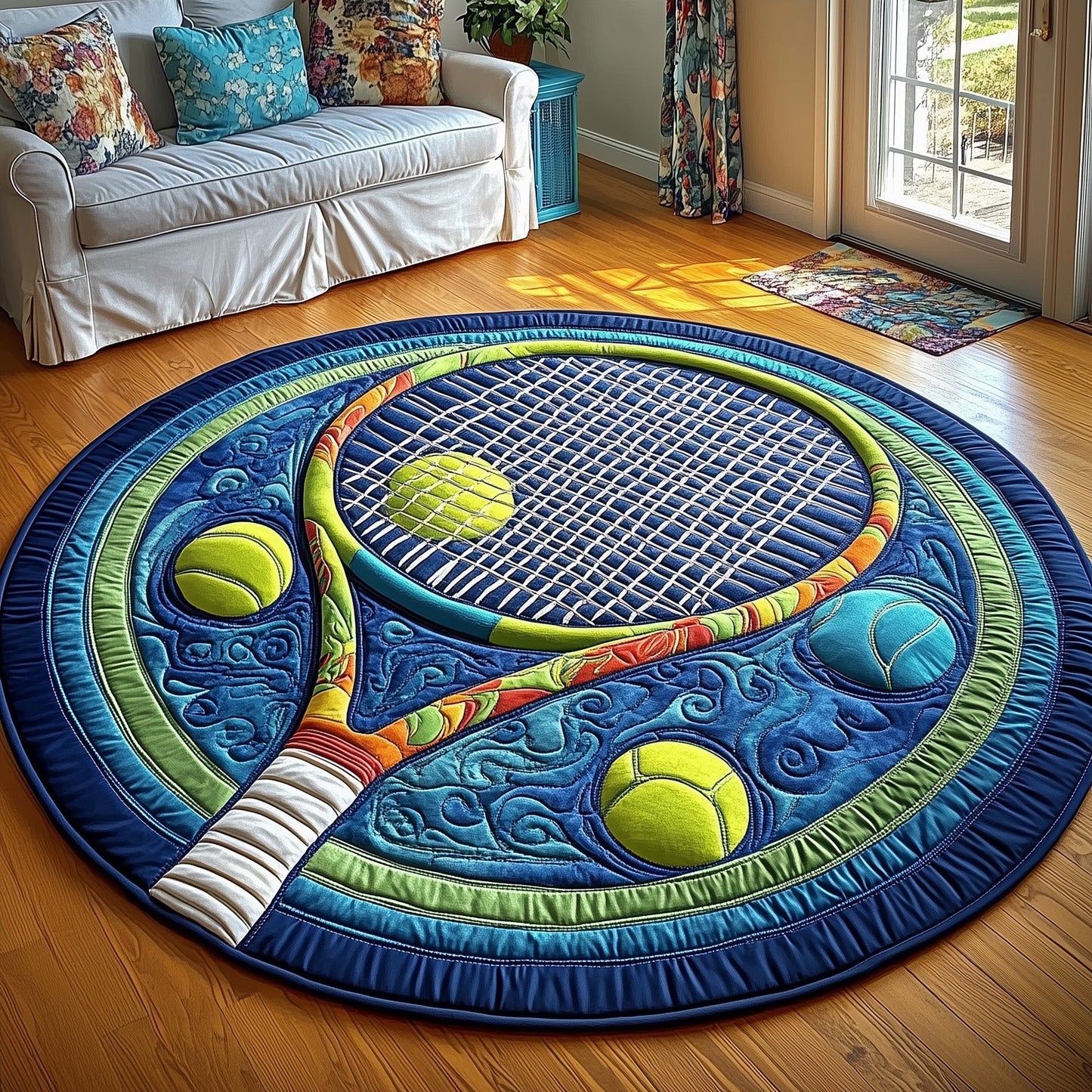 Tennis Time Quilted Round Mat GFTOTP8728