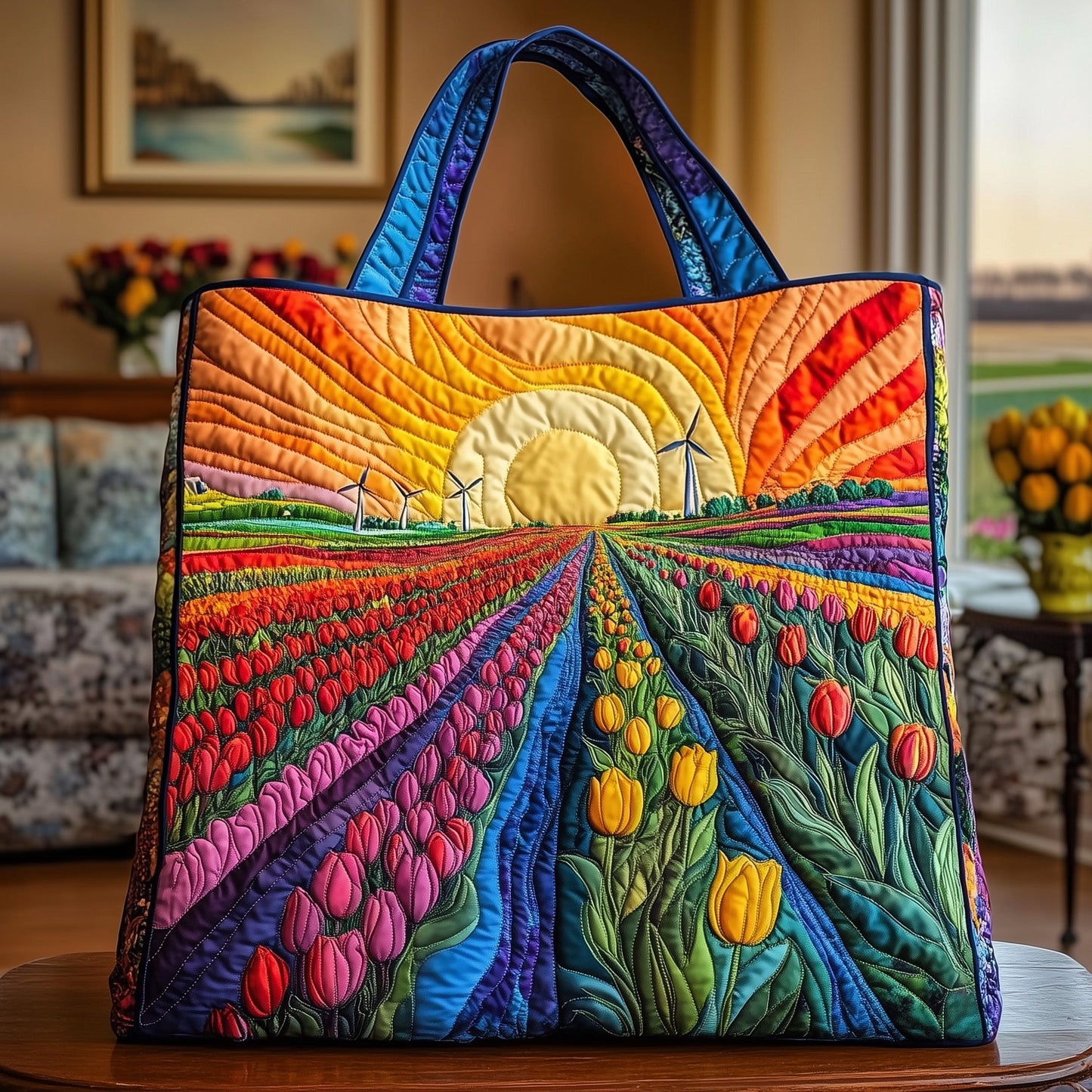 Tulip Haven Quilted Tote Bag GFTOTP8848