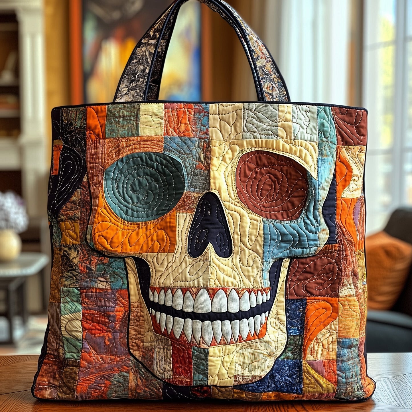 Patchwork Skull Quilted Tote Bag GFTOTP8864