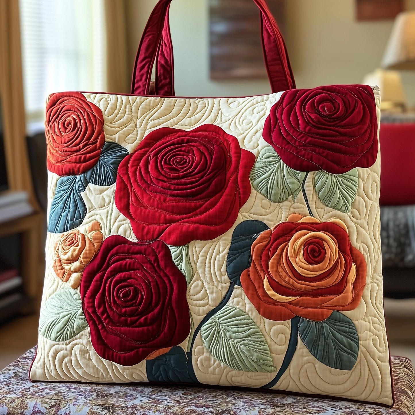 Blooming Rose Quilted Tote Bag GFTOTP8962