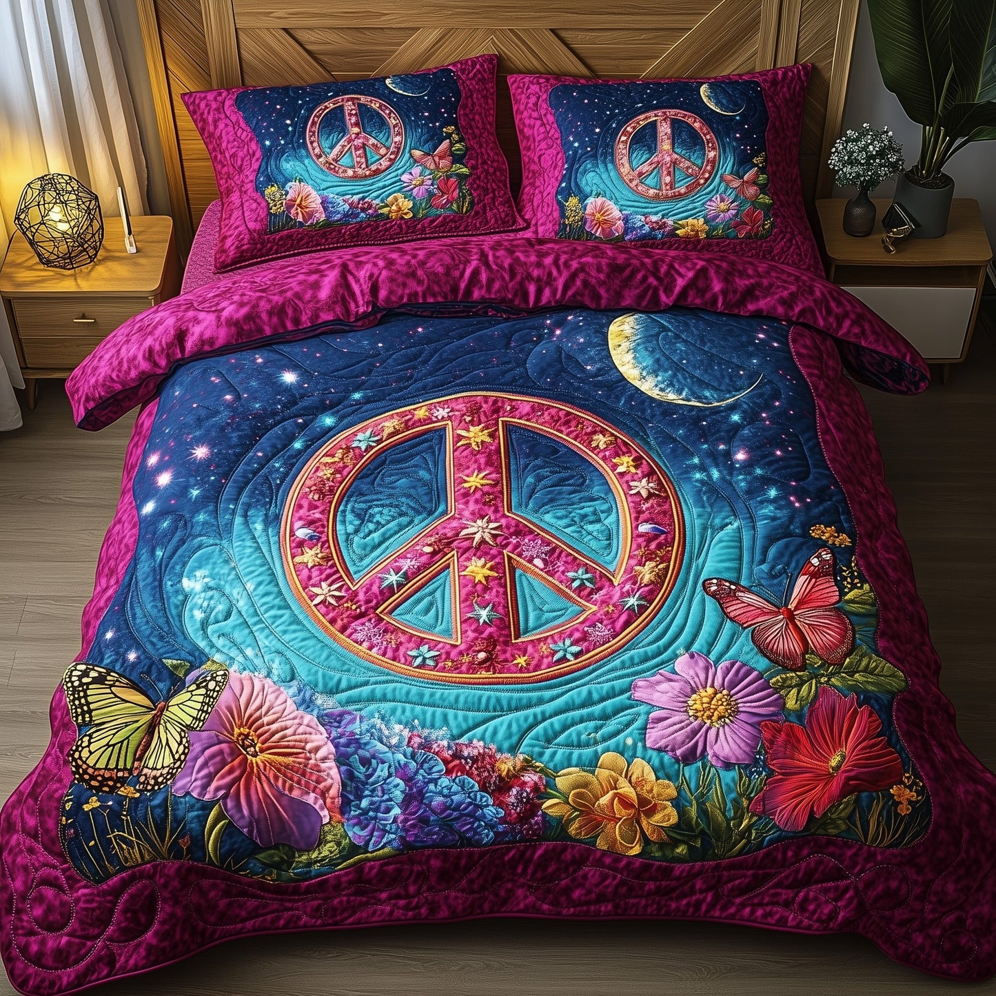 Peace Sign 3-Piece Quilted Bedding Set GFTOTP8973