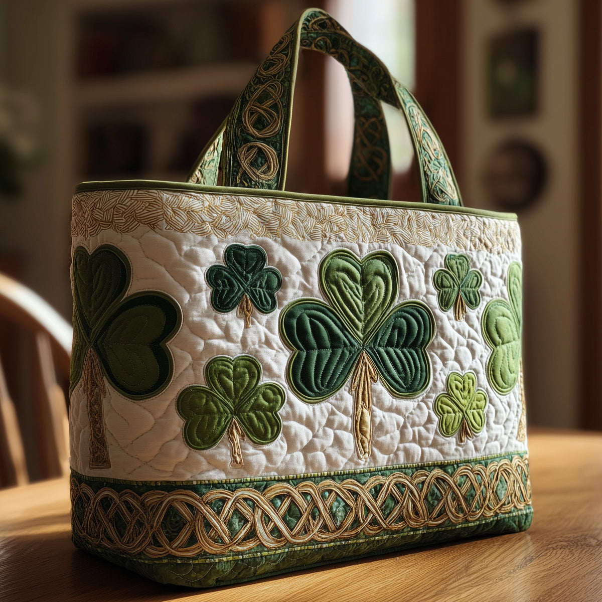 Irish Shamrock Quilted Tote Bag GFTOTP9058