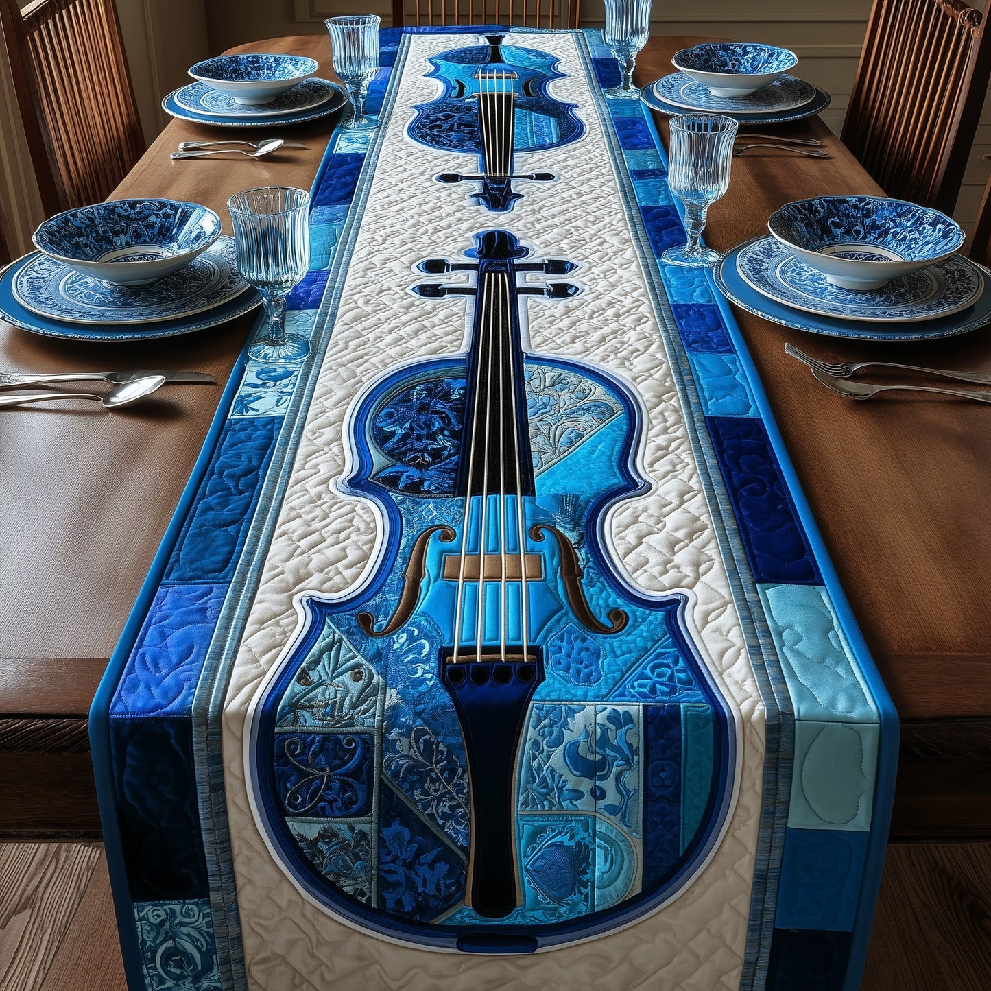 Elegant Violin Quilted Table Runner GFTOTP9341