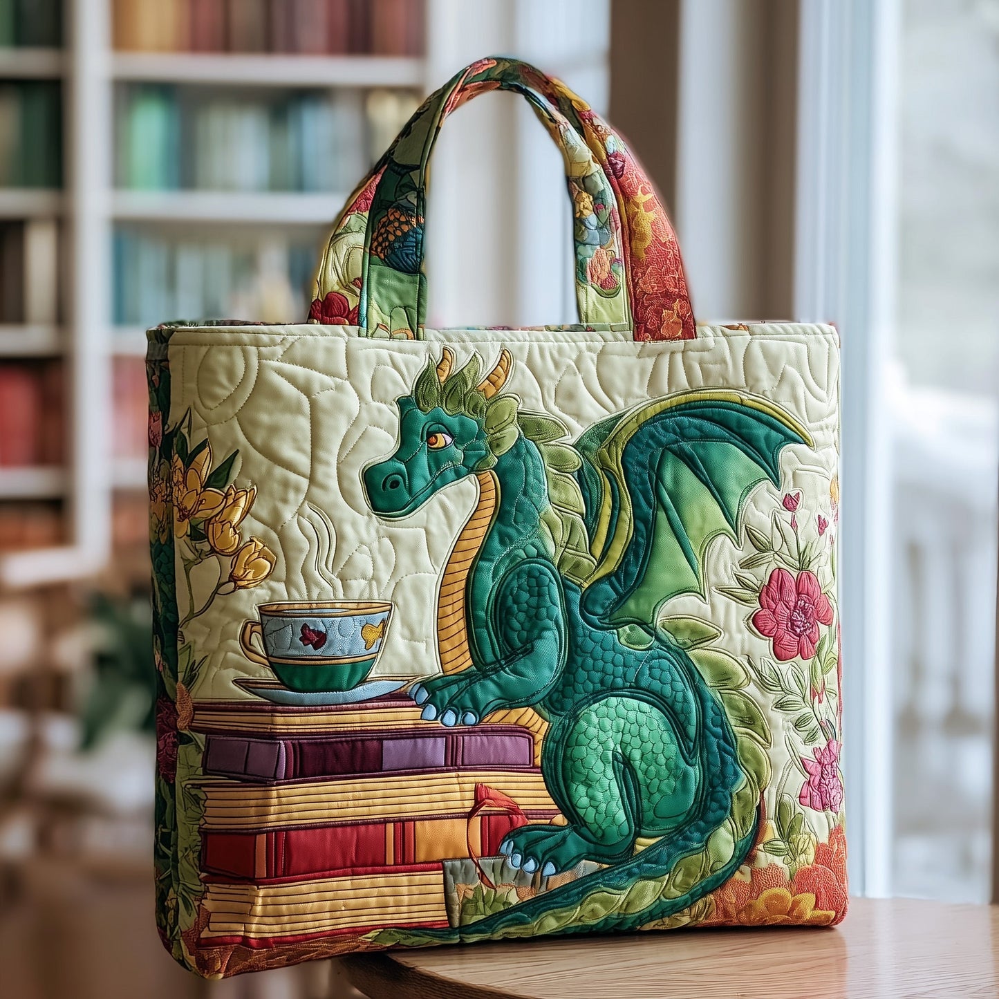 Teatime Reading Quilted Tote Bag GFTOTP9371