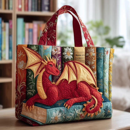 Bookish Dragon Quilted Tote Bag GFTOTP9378