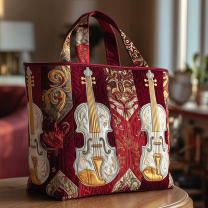 Elegant Violin Quilted Tote Bag GFTOTP9397