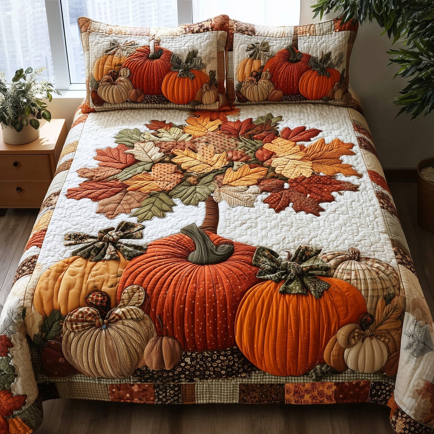 Pumpkin Patch 3-Piece Quilted Bedding Set GFTOTP9779