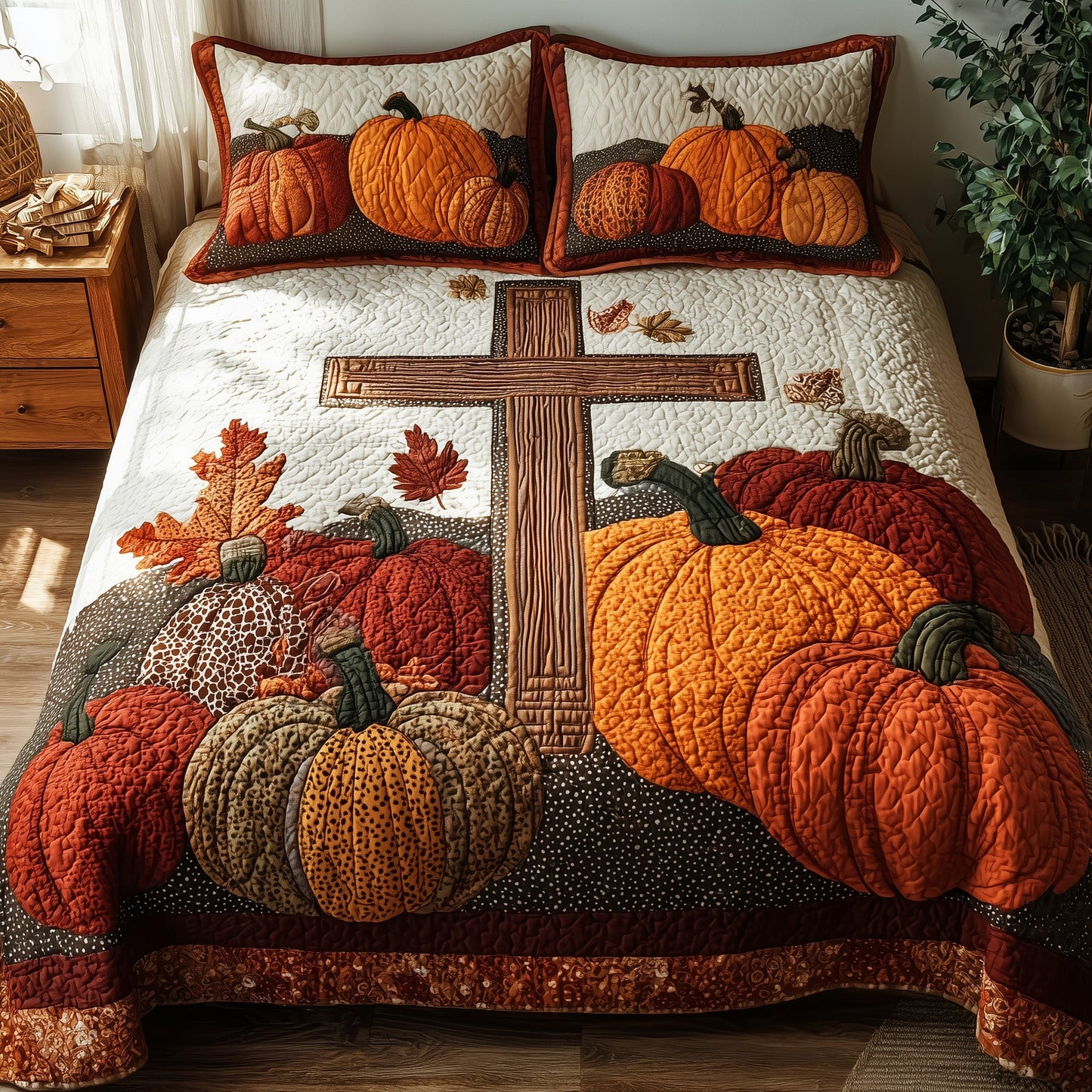 Fall For Jesus 3-Piece Quilted Bedding Set GFTOTP9782