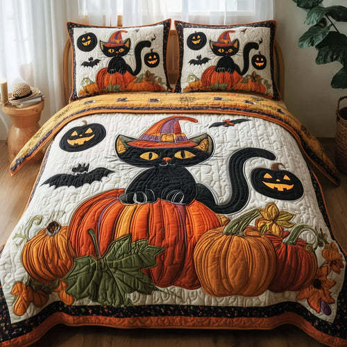 Mystic Meow 3-Piece Quilted Bedding Set GFTOTP9852