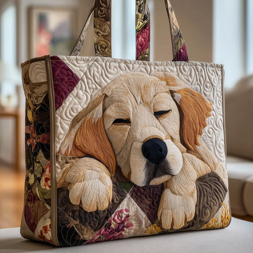 Sleepy Golden Retriever Quilted Tote Bag GFTOTP9860