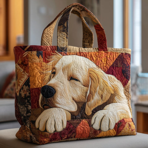 Sleepy Golden Retriever Quilted Tote Bag GFTOTP9862