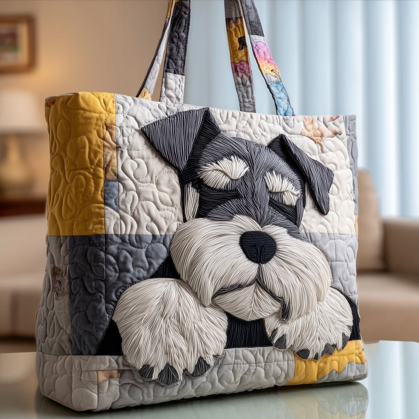 Sleepy Schnauzer Quilted Tote Bag GFTOTP9866