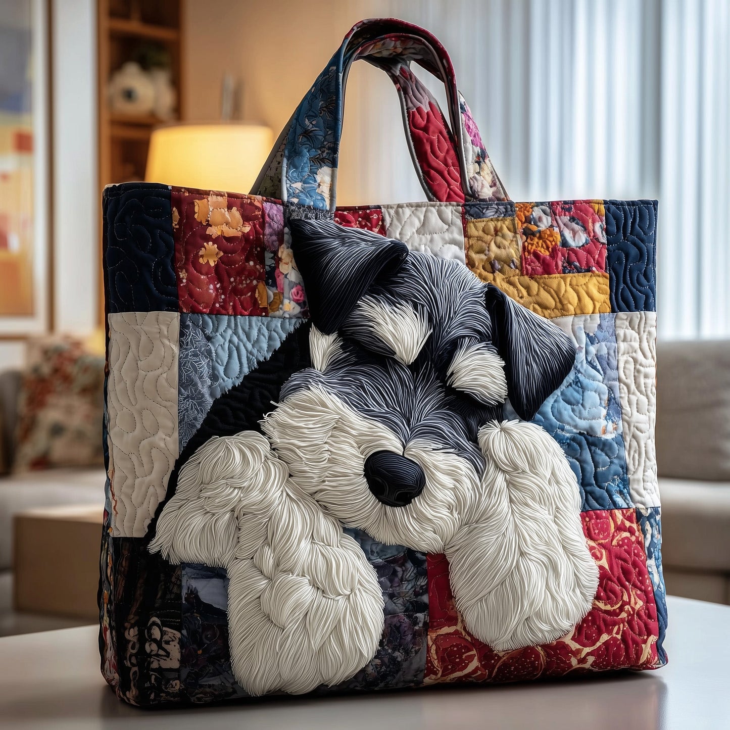 Sleepy Schnauzer Quilted Tote Bag GFTOTP9869