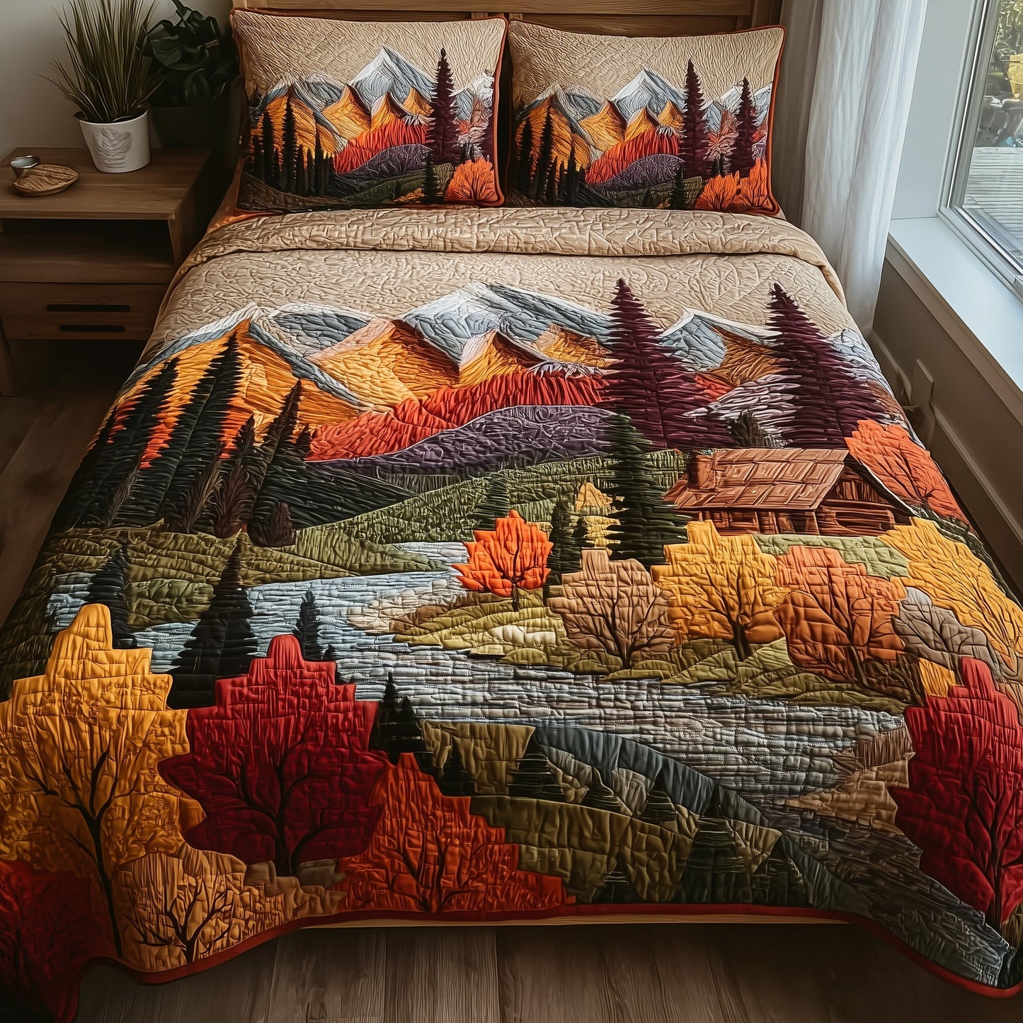 Autumn Forest 3-Piece Quilted Bedding Set GFTOTP9884