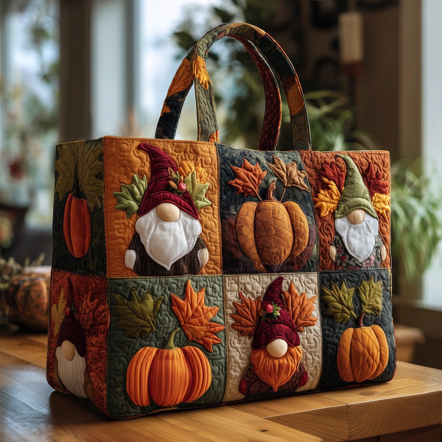 Rustic Gnome Patch Quilted Tote Bag GFTOTP9897