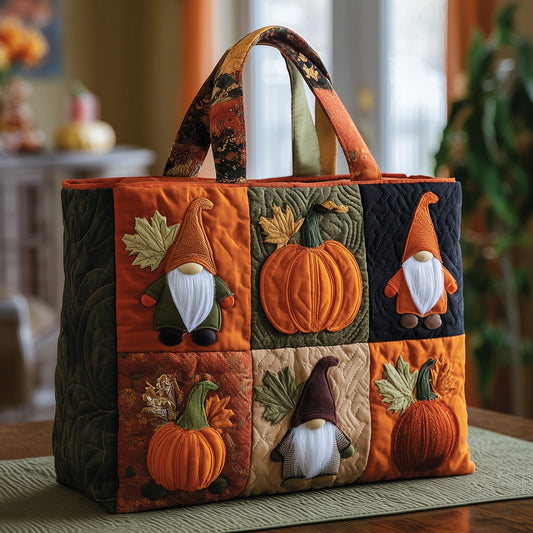 Fall Gnome Gathering Quilted Tote Bag GFTOTP9901