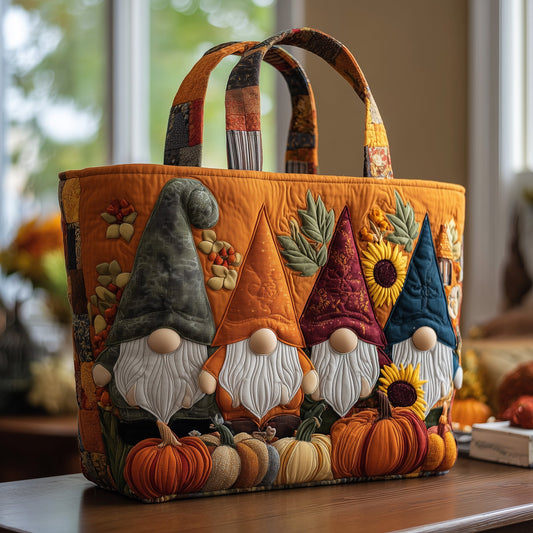 Fall Gnome Gathering Quilted Tote Bag GFTOTP9904