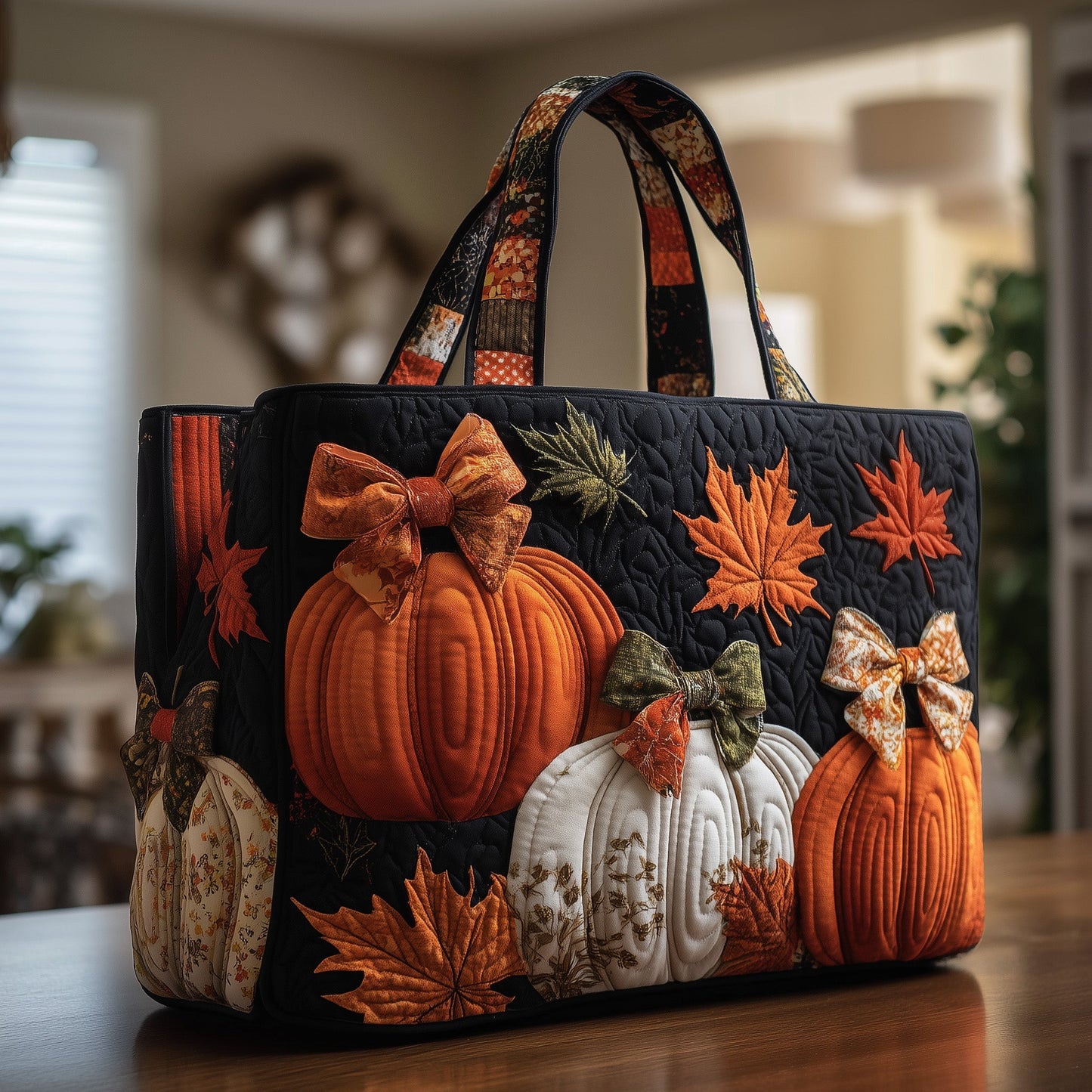 Rustic Pumpkin Charm Quilted Tote Bag GFTOTP9905