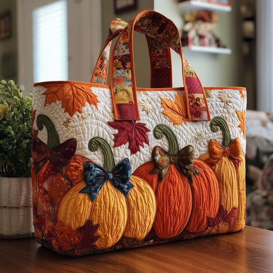 Rustic Pumpkin Charm Quilted Tote Bag GFTOTP9911