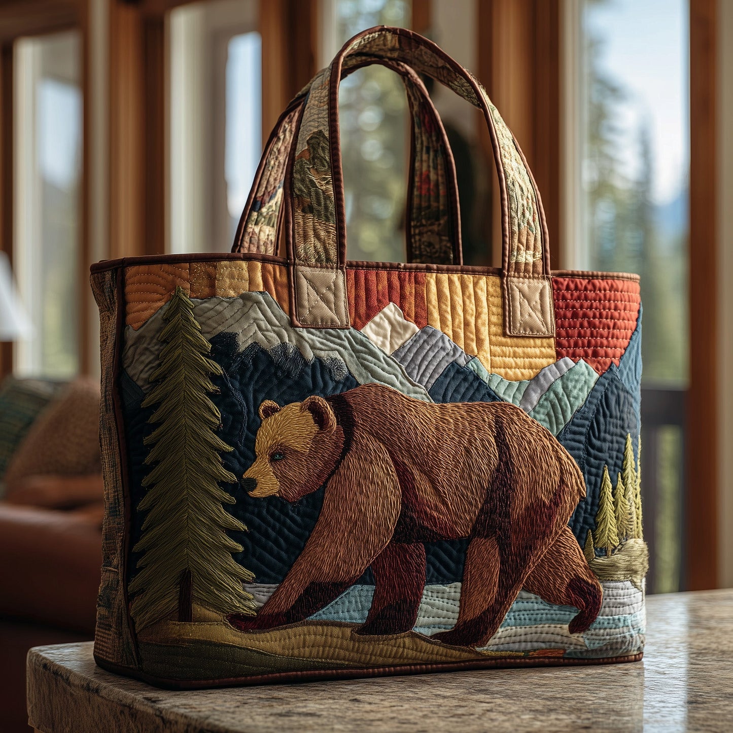 Woodland Bear Quilted Tote Bag GFTOTP9958
