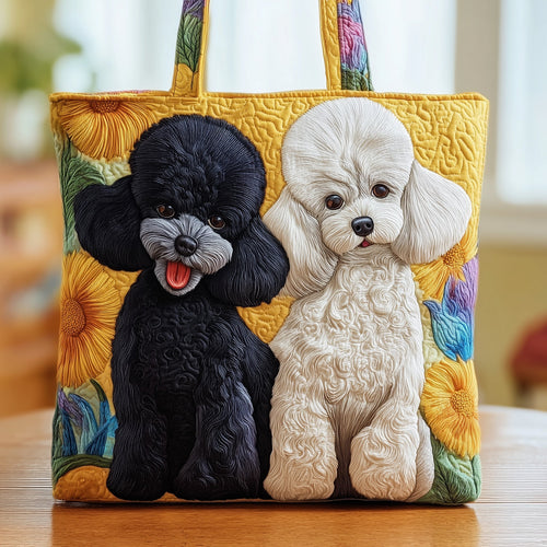 Black And White Poodle Quilted Tote Bag GFTOXM136