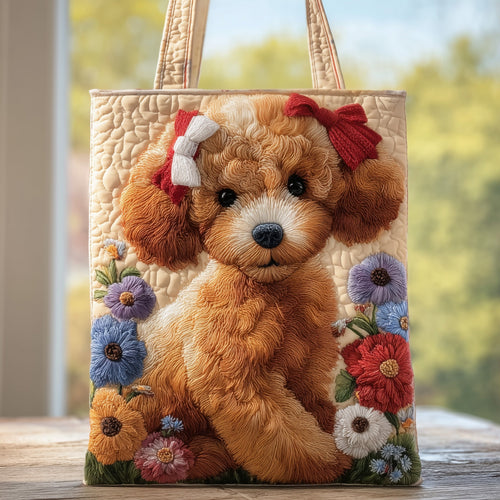 Bow Poodle Quilted Tote Bag GFTOXM137